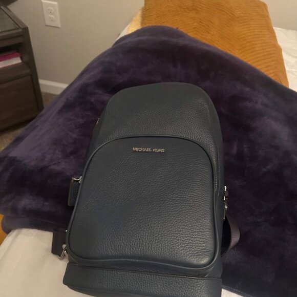 Michael Kors Cooper Commuter Sling Pack Embossed Leather Backpack - Picture 3 of 3